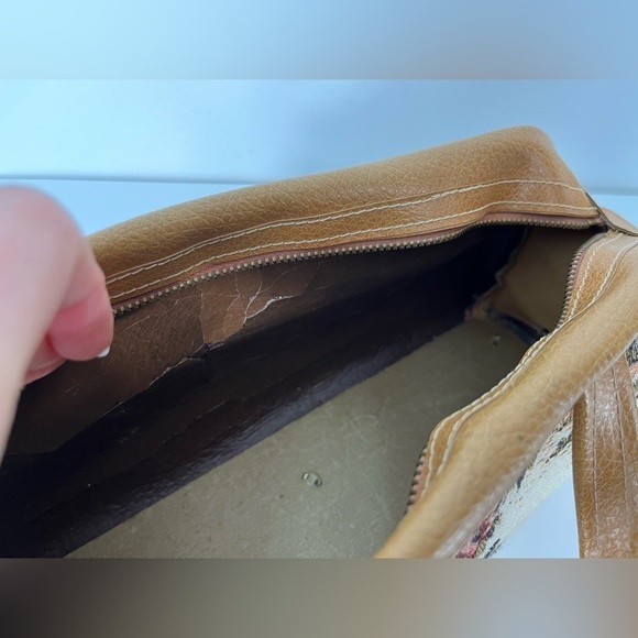 Vintage Knitting Needle Tapestry Style Bag Zip Top Handle - Picture 6 of 9